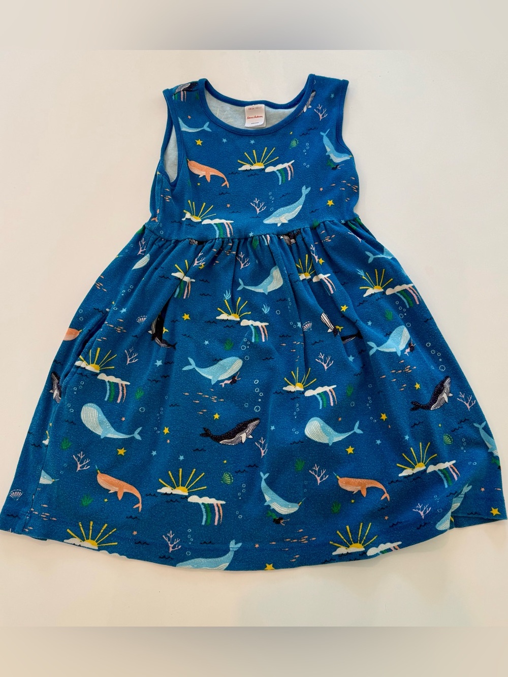 Hanna Andersson Blue Whale & Sea Life aquarium Sleeveless Dress 6-7